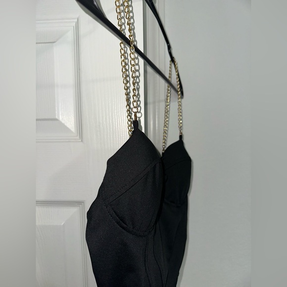 Party crop top with gold chains! satin and sexy! NWOT - Picture 2 of 7